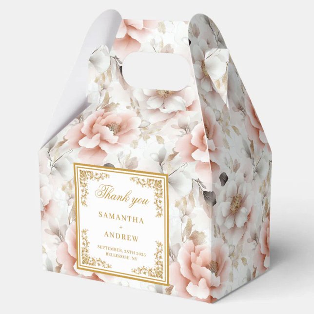 Romantic blush ivory boho floral wedding favour bo favor box (Romantic blush ivory boho floral wedding favor box)