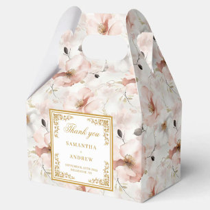 Romantic blush ivory gold floral wedding favour bo favor box
