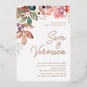 Romantic Blush Mauve Watercolour Rose Gold