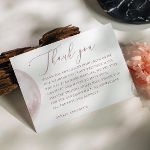 Romantic Blush Moon   Script Celestial Wedding Thank You Card