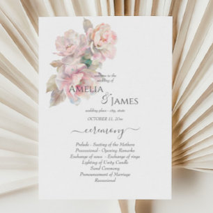 Romantic Blush Peony Floral Wedding Ceremony Flyer Invitation
