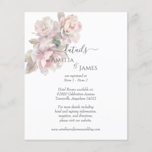 Romantic Blush Peony Floral Wedding Enclosure Card