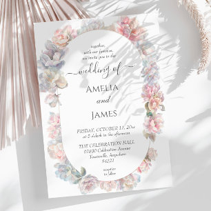 Romantic Blush Peony Floral Wedding Invitation