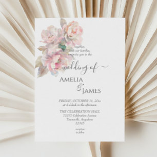 Romantic Blush Peony Floral Wedding Invitation