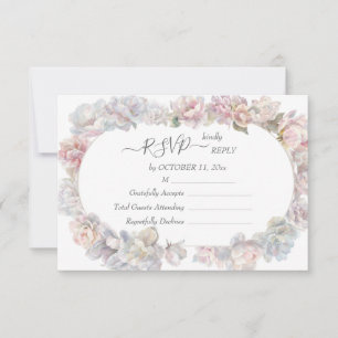 Romantic Blush Peony Floral Wedding Meal RSVP 2 Card