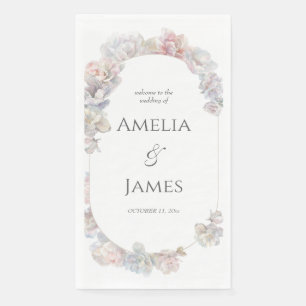 Romantic Blush Peony Floral Wedding  Napkin