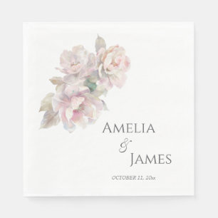 Romantic Blush Peony Floral Wedding  Napkin