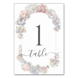 Romantic Blush Peony Floral Wedding  Table Number