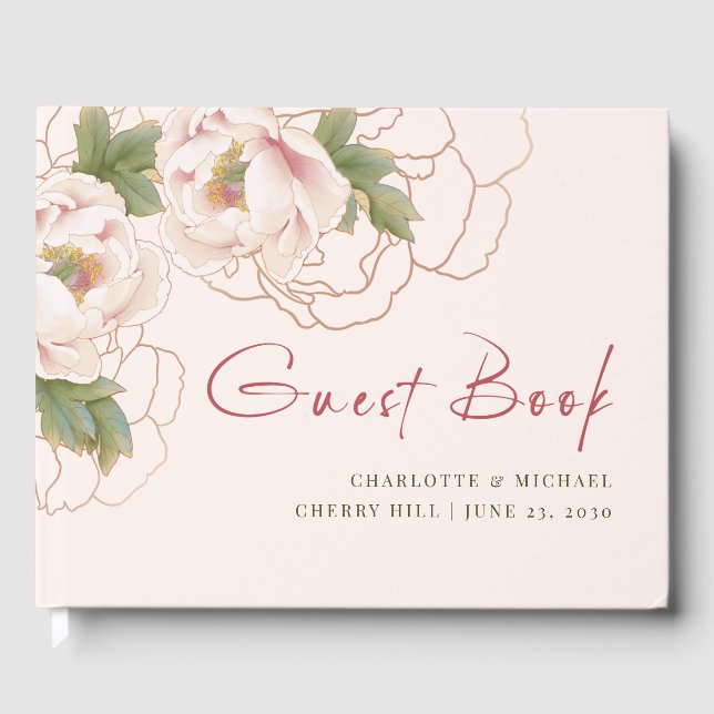 Romantic Blush Peony rose Mariage Floral Livre d'o (Recto)