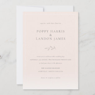 Romantic Blush Pink Botanical Wedding Invitation