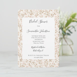 Romantic Blush Pink Cream Floral Bridal Shower Invitation