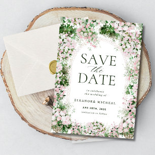 Romantic Blush Pink Floral Arch Garden Wedding Save The Date