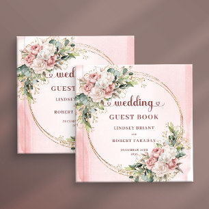 Romantic Blush Pink Floral Greenery Guest Book