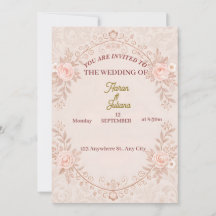 Romantic Blush Pink Floral Wedding Invitation