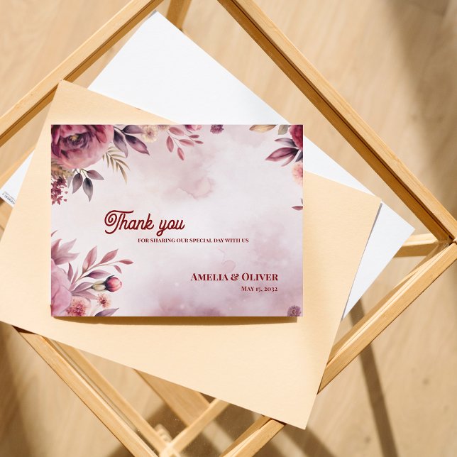 Romantic Blush Pink Floral Wedding Thank You Postcard (Blush Pink Floral Wedding Thank You Card | Romantic Garden Floral Design)