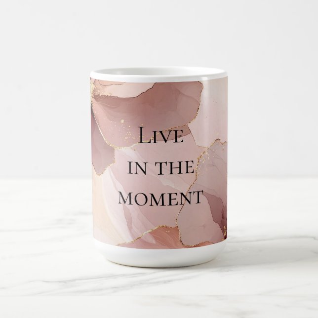 Romantic Blush Pink Gold Floral Coffee Mug (Center)
