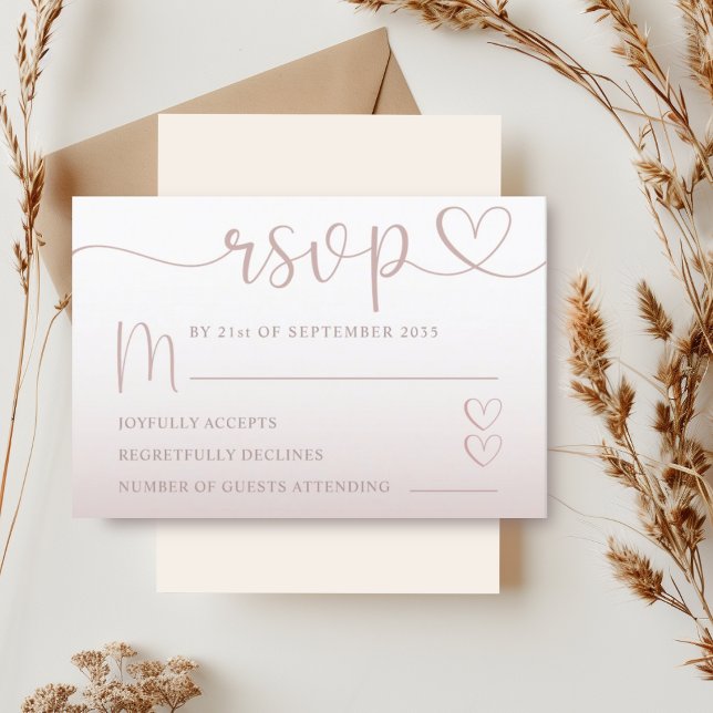 Romantic Blush Pink Gradient Wedding RSVP Card (Creator Uploaded)