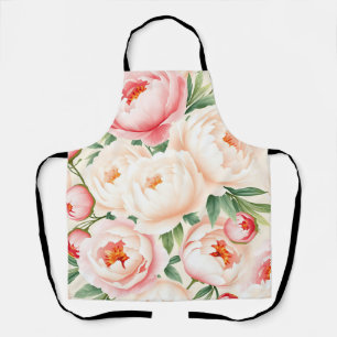 Romantic Blush Pink Peony Pattern Apron