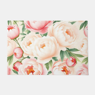 Romantic Blush Pink Peony Pattern Doormat