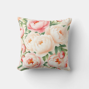 Romantic Blush Pink Peony Pattern Throw Pillow