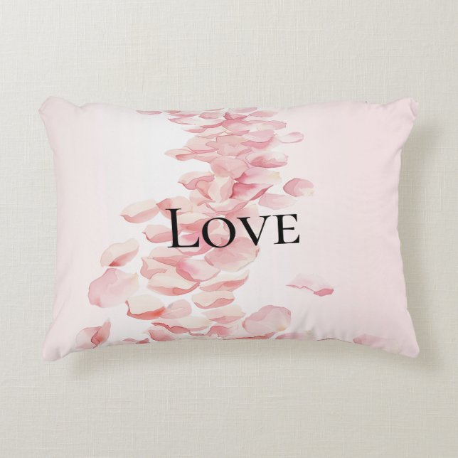 Romantic Blush Pink Rose Petals Accent Pillow (Front)
