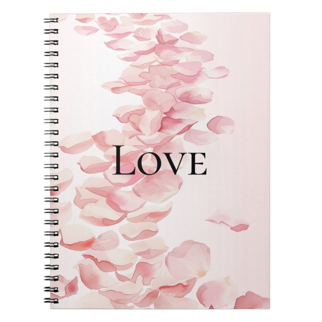 Romantic Blush Pink Rose Petals Notebook (Front)