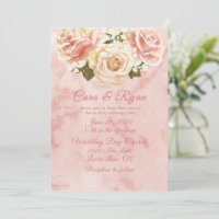 Romantic Blush Pink Roses Elegant Weddding Invitat