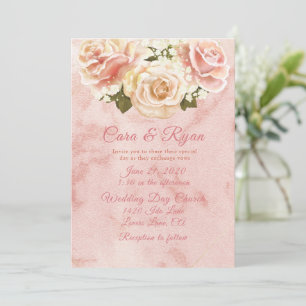 Romantic Blush Pink Roses Elegant Weddding Invitat Invitation