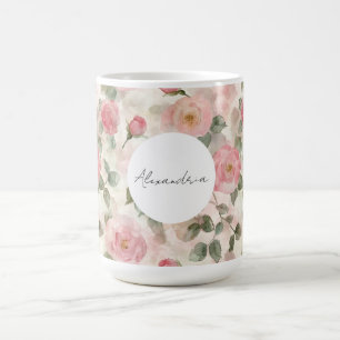 Romantic Blush Pink Roses Floral Coffee Mug