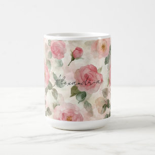Romantic Blush Pink Roses Floral Coffee Mug