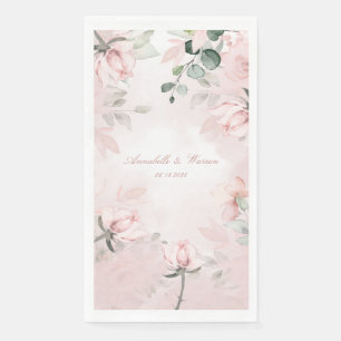 Romantic Blush Pink Secret Garden Roses Wedding Napkin
