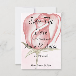 Romantic Blush Pink Watercolor Rose Save the Date 