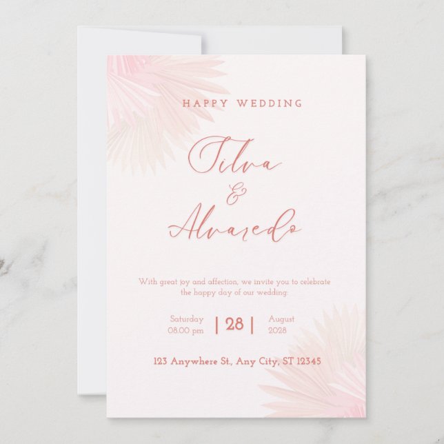 🌸 Romantic Blush Pink Wedding Invitation (Front)