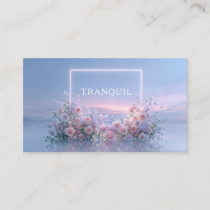 Romantic Blush Rose Floral Water Reflection Business Card
