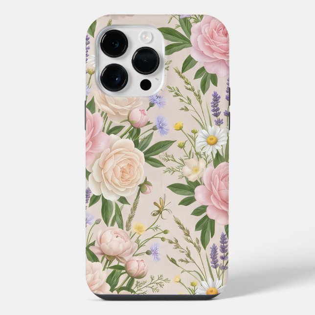 Romantic Blush Rose Garden Floral Pattern iPhone Case (Back)