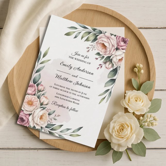 Romantic Blush Rose Garden Wedding Invitation (Creator Uploaded)