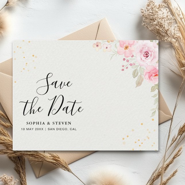 Romantic Blush Rose Wedding Postcard (Creator Uploaded)
