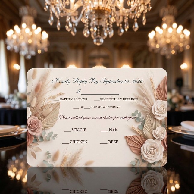 Romantic Blush Sage Wedding RSVP Card (Creator Uploaded)