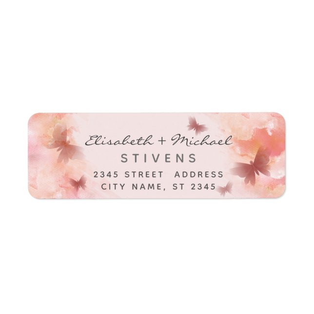 Romantic blush watercolor butterfly script wedding (Front)