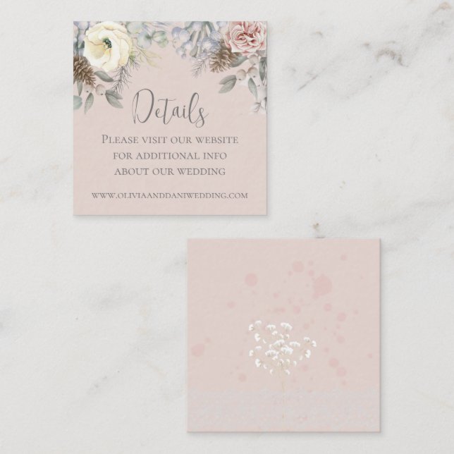 Romantic Blush Wedding Detail Enclosure Card (Front/Back)