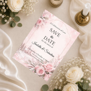 Romantic Blush Winter Wedding Save The Date