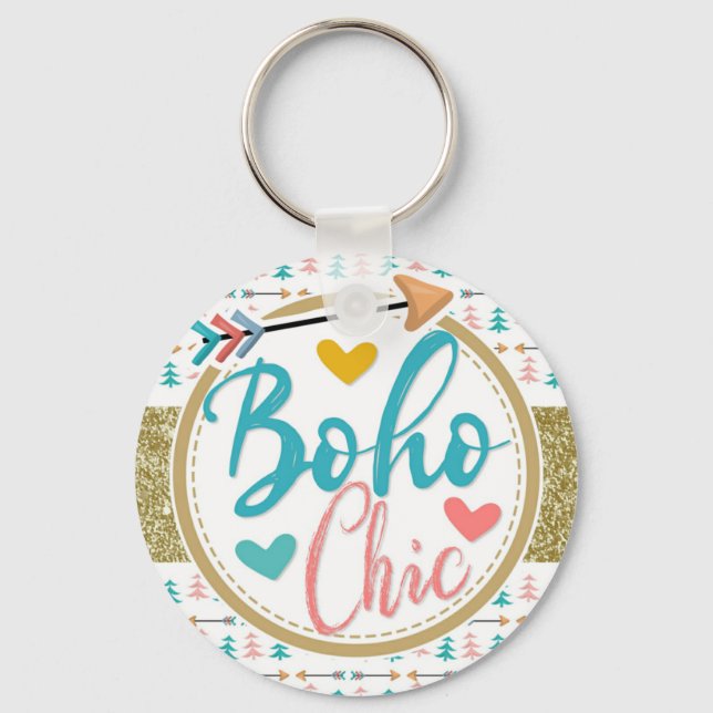 Romantic Bohemian Arrows Girly Boho Chic Keychain (Front)