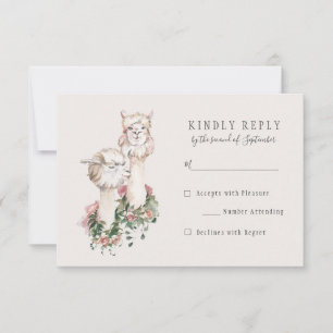 Romantic Bohemian Llama Wedding RSVP Reply