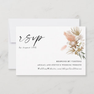 Romantic Bohemian With Pampas Grass RSVP Card