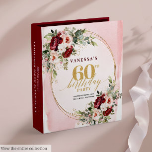 Romantic Boho Blush Floral 60th Birthday Memory Binder