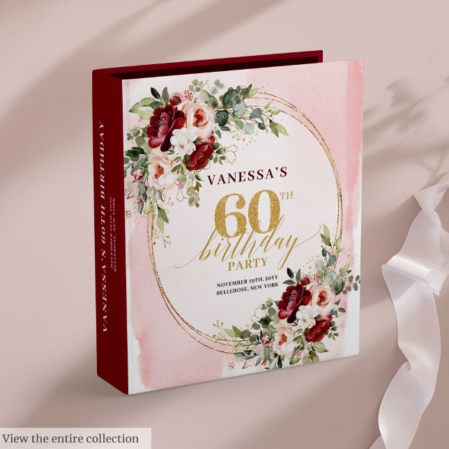 Romantic Boho Blush Floral 60th Birthday Memory  Binder (Romantic Boho Blush Floral 60th Birthday Memory Album

)