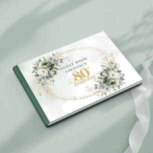 Romantic Boho Botanical 80th Birthday Guest Book