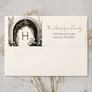 Romantic Boho Botanical Arch Wedding Envelope