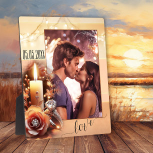 Romantic Boho Chic Engagement Photo Plaque