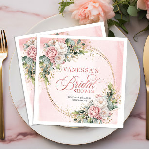 Romantic Boho Dusty Pink Floral Bridal Shower  Napkin